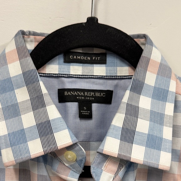 Banana Republic Blue and Orange Plaid Camden Shirt s NEW - Picture 3 of 5
